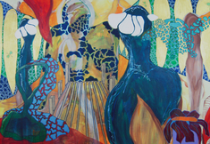 Der Weg in Tiefen Acryl und Edding auf Leinwand 2016.png